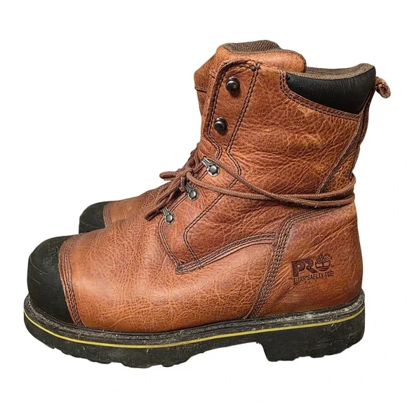 Timberland PRO Titan Safety Toe Brown Leather Work Boots 12W 99524 Smartwool Men